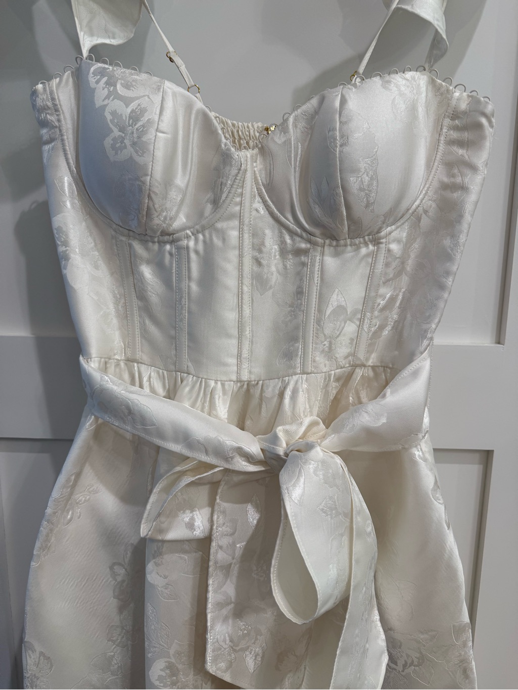 V. Chapman Vera Bustier Midi Dress In White Baroque Floral — image 3 of 6